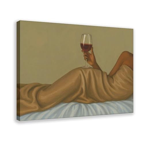 Poster dégustation de vin au lit cadeau esthétique original