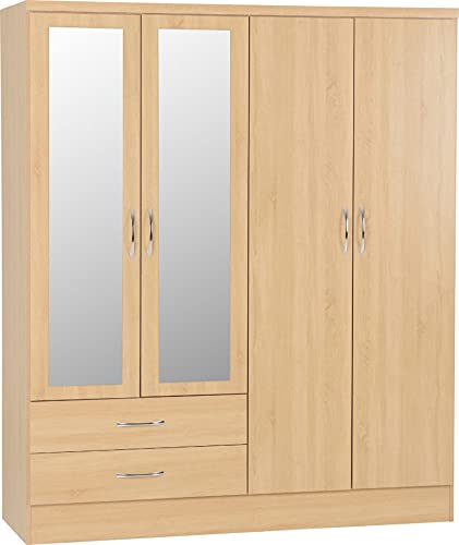 Furniture 321 Nevada 4 Door 2 Drawer Mirrored Wardrobe Sonoma Oak Effect (No Delivery To Flats)