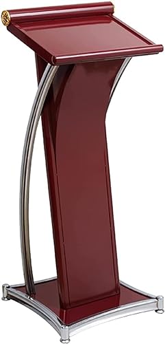 Atril de madera, profesional con encimera ancha, base de metal, altura ajustable, ideal para conferencias, restaurantes, discursos y presentaciones
