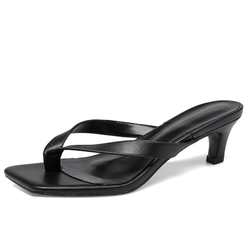 Women Kitten Heel Thong Sandals Square Open Toe Flip Flop Sandals Low Heel Fashion Party Dress Heeled Sandals