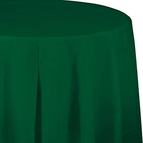 Creative Converting Club Pack Solid Color Hunter Green Tissue/Poly 82in Round Tablecover, Box of 12 Tablecovers