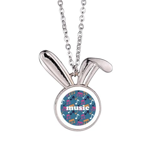 Collier lapin bleu et notes colorées le cadeau d'anniversaire parfait pour mélomane