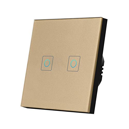 Interruptor táctil con panel luminoso, Interruptor de luz táctil 220V Panel vidrio templado multicolor 1/2/3 bandas
