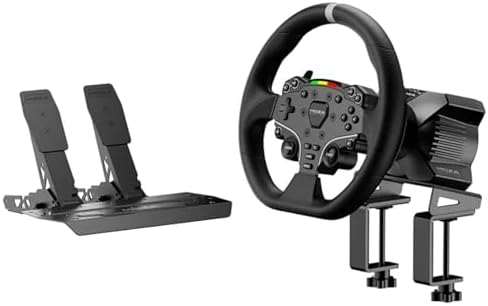 MOZA R3 Racing Wheel and Pedals Bundle for PC, 3.9Nm Direct Drive WheelBase,11-inch ES Lite Steering Wheel,Pedals and Desk Clamp High-Performance Game Racing Simulator for PC User