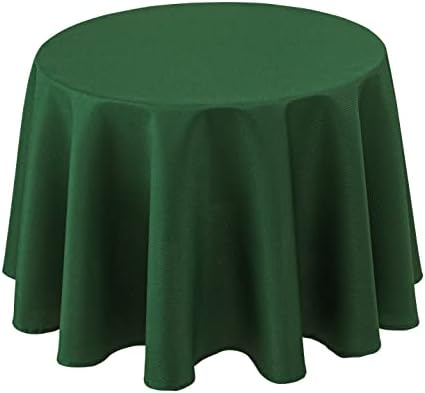 Biscaynebay Textured Fabric Round Tablecloths 70 Inches in Diameter, Hunter Green Water Resistant Spill Proof Tablecloths for Dining, Kitchen, Wedding, Parties. etc. Machine Washable