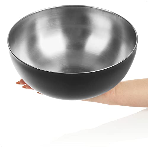 COM-FOUR® 2x Ciotola in Acciaio per Cucina - Insalatiera, Fruttiera o Ciotola Decorativa Con Bordo Nero (2 Pezzi - Ø 24cm) - immagine 6