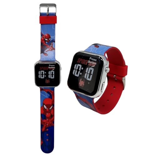 CARTOON Relógio de pulso digital ecrã LED correia de silicone para crianças (Spiderman (3))