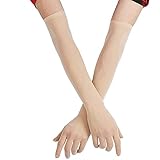 ZUYPSK Damen Herren Nahtlose Handschuhe Stulpenärmel Elastisch Strumpfhosen Nylon Durchsichtig Ellenbogen Lang für Hochzeit Abend Party Cocktail Ball Accessoires (Hautfarbe, Einheitsgröße)