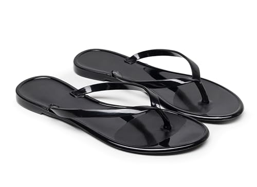 Libbook Womens Flip Flops Thong Sandals Jelly Shoes Flat For Ladies Slides Black Slippers Size 9 Slip On Summer Beach Dressy thumb #7