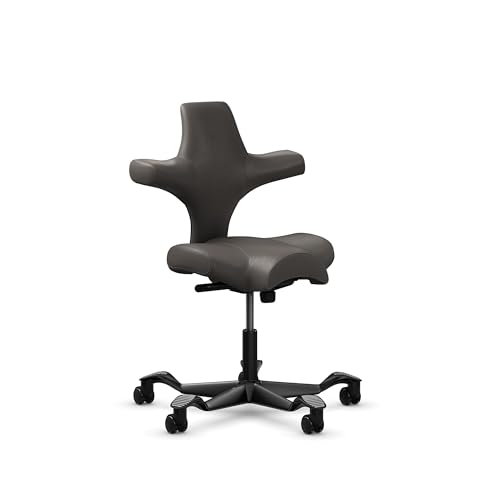 Image of HAG Capisco Sit to Stand Chair-Black Frame-Upholstered Gray Ash Vinyl