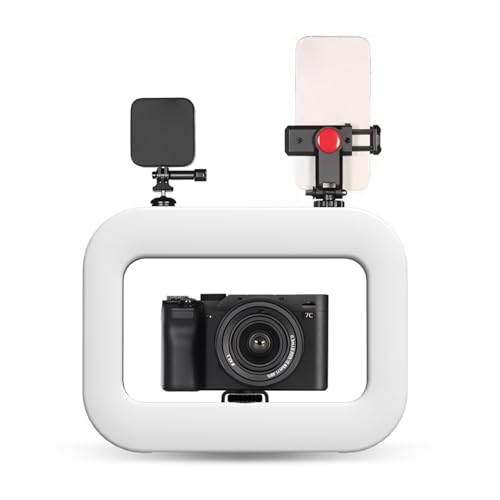 Bewinner Equipo de Vídeo Portátil Recargable para Teléfono Inteligente, Anillo de Luz LED Ajustable 2500K 8500K para Vlog Maquillaje Transmisión en Vivo Trípode Montable
