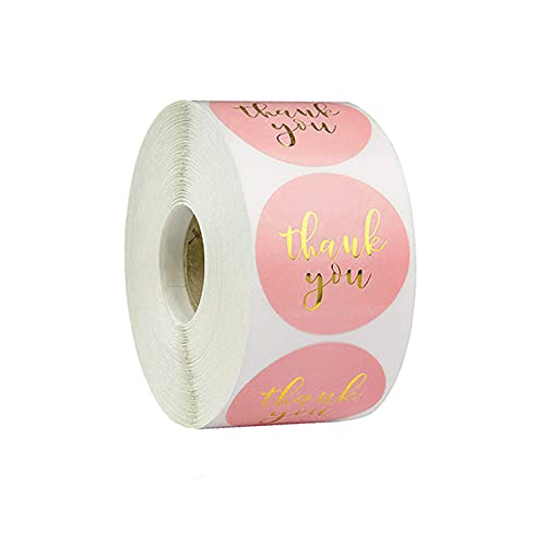 LOOGI Merci Autocollants, 500 Pièces Étiquettes de Remerciement, Thank You Stickers pour Emballage Enveloppe Cadeaux Cuisson Mariage (2,5 cm Rose)