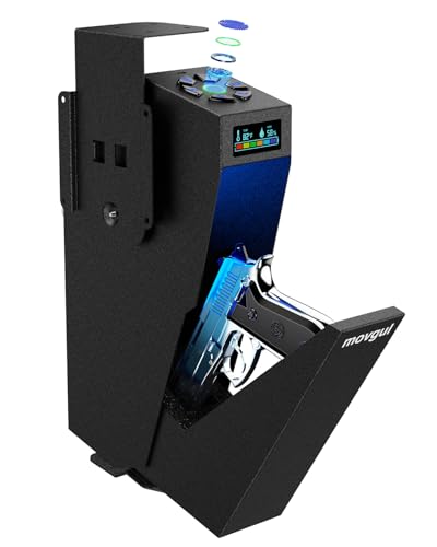 movgul Caja fuerte biométrica desplegable para armas, Armeros, acceso rápido, montaje seguro para pistola, para escritorio, coche, mesita de noche