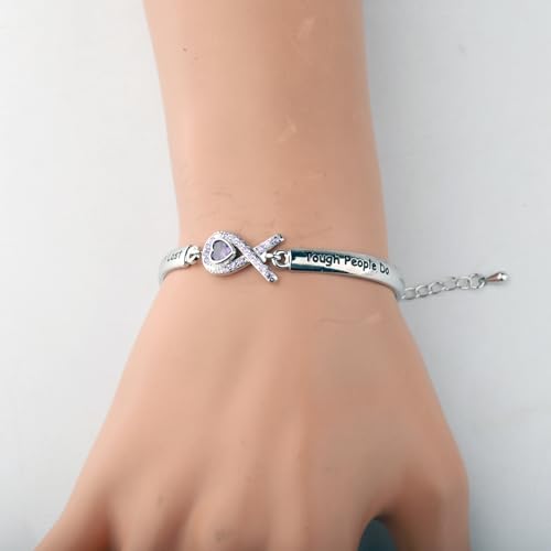 CENWA Purple Ribbon Bracelet Tough Times Don’t Last Tough People Do Bracelet Awareness Gift Cancer Support Jewelry2