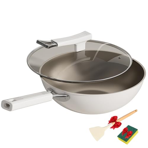 Wok de Titanio sin recubrimiento con tapa, 34cm miniatura 1