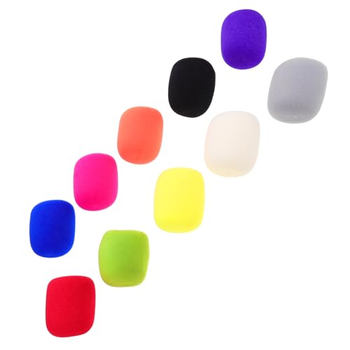 Toddmomy 10pcs Colorful Microphone Foam Covers High Density Noise Reduction Protector for Sound Fit for Microphones for Ktv and Karaoke Events