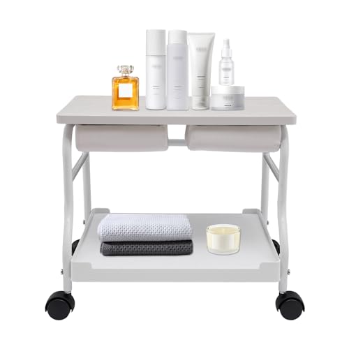 CRYBY Foot Trolley, Indoor Foot Rest Cart Stand Foot Chair Trolley with Swivel Casters, Portable Pedicure Footrest Stool Cart for Salon Nail Foot Bath Spa, Load 39.7lbs, 19.69 * 16.54 * 18.5Inch