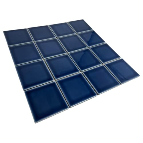 Tenedos 5 sq.ft. Navy Blue 3x3 Inches Porcelain Tile â€“ Polished Square Mosaic for Swimming Pools, Spas, Showers, Kitchen Countertops, Bathroom Walls & Backsplash