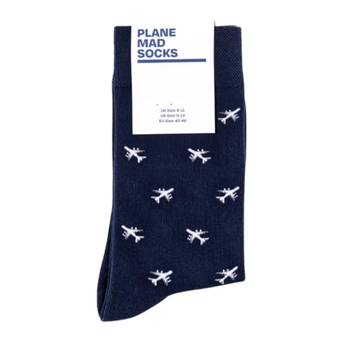 Airplane Socks - Funny Plane Socks - Funny Aeroplane Gift for Men - 1 Pair, Size 9-12