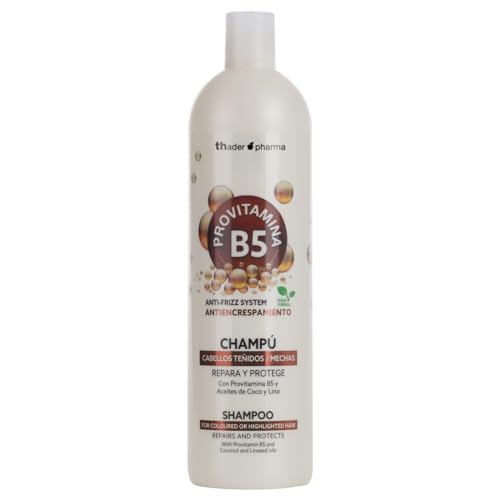 Thader Th Pharma Champú Efecto Anti-Frizz Provitamina B5 y Aceites de Coco y Lino para Cabellos Teñidos, 1000 ml