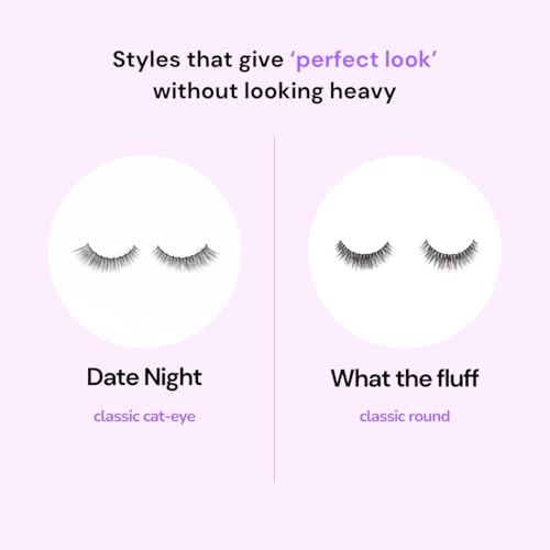 Image of EVOR Magnetic Eyelashes (Date Night & What The Fluff) Combo with Free Magnetic Eyeliner | Reusable Lightweight Lash Set for Natural Eye Makeup | Easy-to-Apply Magnetic Lash Kit for Women | 2 Pair