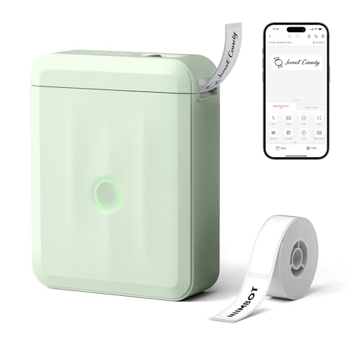 NIIMBOT D110 Upgraded Version Label Maker Machine with Tape Portable Sticker Labeler with Multiple Templates Thermal Label Printer for Office Organization Home Kitchen School White Green