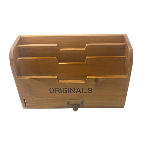 Chris-Wang 1Pk Originals Retro Wooden Stacking Letter Tray/Postcards Holder/Pencil Storage/Drawer Organizer/Desktop Mail Box/File Sorter - Thumbnail 2