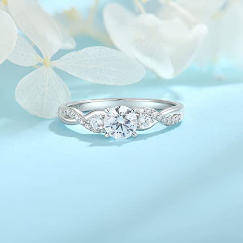 FJ Engagement Ring for Women 18K White Gold Plated 925 Sterling Silver Promise Ring Anniversary Wedding Proposal Ring Eternity Ring for Her - Image 4