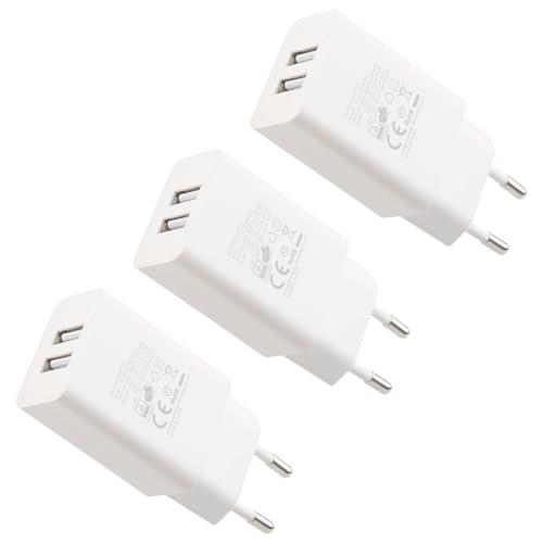 Enchufe USB 5V 2A 3 Pack, Cargador Doble USB 10W con 2 Puertos, Enchufe Cargador USB 5V para Dispositivos USBA, Compatible con iPhone Samsung Xiaomi Huawei, Blanco Seguro Portátil Universal