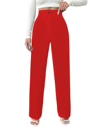 Image of Toochki Trousers for Woman Pants Women's Formal Office Korean | Black Track Pant | Straight | Cotton Spandex Stretchable Trouser | High-Waisted Bottom Wear