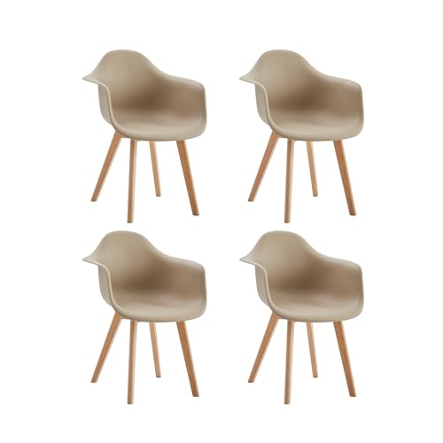 GrandCA HOME Pack de 4 Sillas de Comedor Sillas de Cocina Nórdicas con Patas de Madera de Haya, Sillones Modernos para...