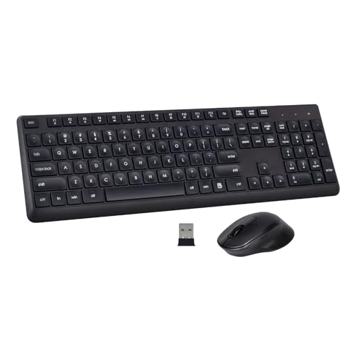 Neepoolock Silent Wireless Keyboard and Mouse Combo, CQ108 Quiet Keyboard Set, Computer Keyboard with 2.4 Ghz for PC, Laptop, Windows/Mac(Black)