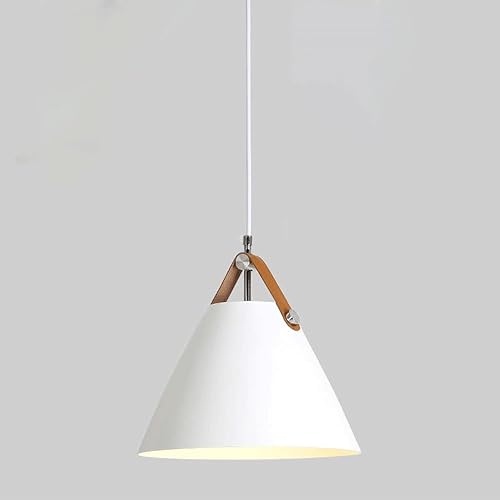 Vintage Industrial Metal Chandeliers, Mid Century White Pendant Light Fixture, Modern Conical Ceiling Hanging Lighting for Dining Room Living Room