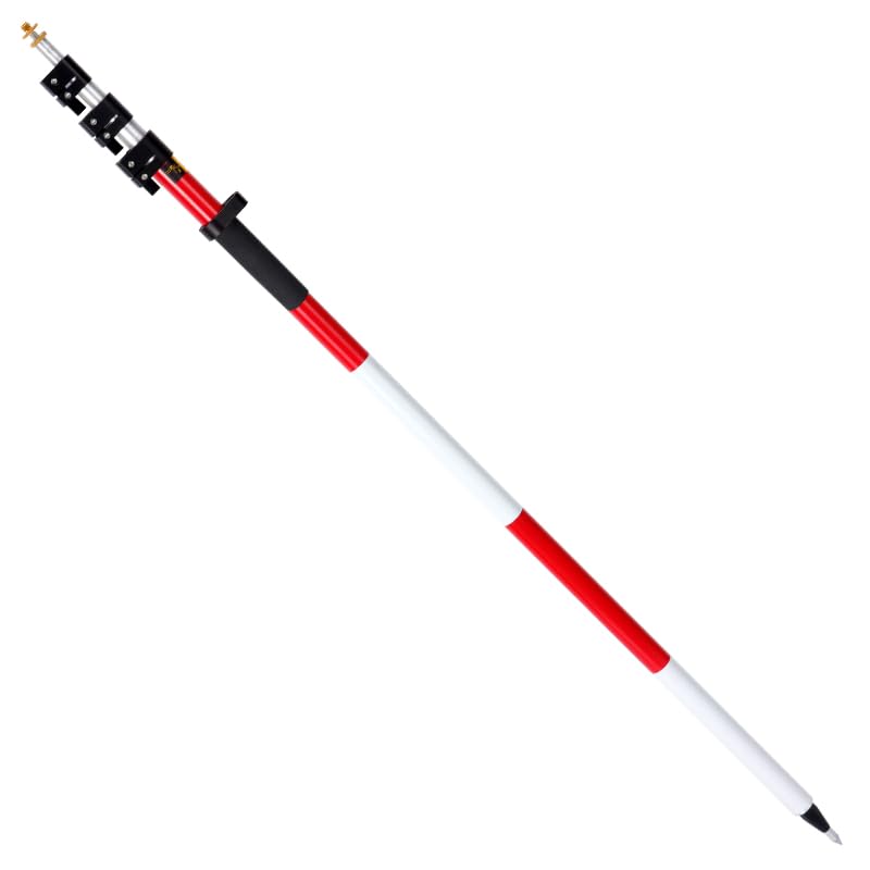 GEOLENI Aluminum Prism Pole with Quick Release Clamp (17FT/5.2m), Telescopic 17FT/5.2m Pole with Adjustable Adapter Dual Inch & Metric Scale –Lightweight Pole for Prisms, Land Surveying and GNSS