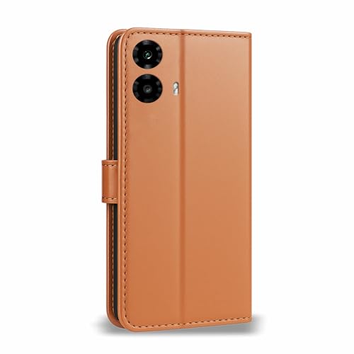 Image of AIBEX Shock Proof Flip Compatible for Motorola G45 5G / Motorola G34 5G Flip Cover Leather Finish | Inside TPU with Card Pockets | Wallet Stand | Complete Protection Flip Case - Brown