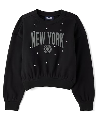 Image of The Children's Place Girls' Active Long Sleeve Embellished Winter Warm Sweatshirt