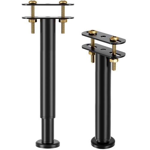 VETIN Lot de 2 Pieds de Lit-Noir, Réglables en Hauteur de 25 à 43 cm, Pieds de Lit Métalliques Robustes, Pieds de Soutien de Remplacement pour Lattes de Lit...
