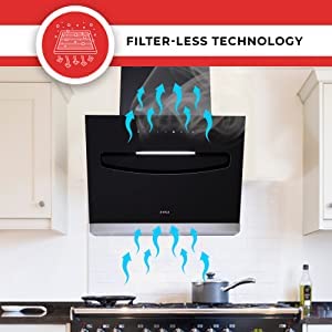 Image of Elica 60 cm 1200 m3 /hr Filterless Auto Clean Chimney with 15 Years Warranty (EFL-S607 HAC VMS, Touch + Motion Sensor Control, Black)