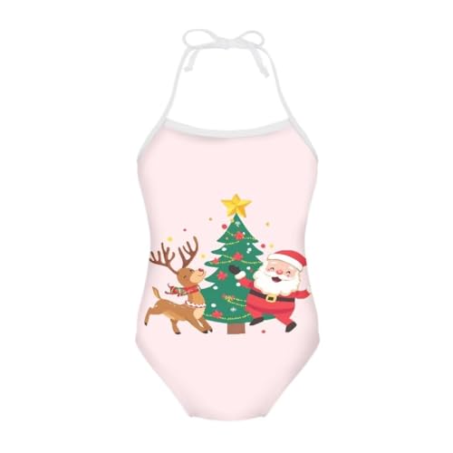Image of Christmas Kids One-Piece Halter Swimsuits Beach Swimwear Bathing Suit for 3-10 Years Girls
