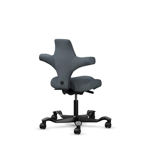 Image of HAG Capisco Standard Chair-Black Frame-Upholstered Dark Gray