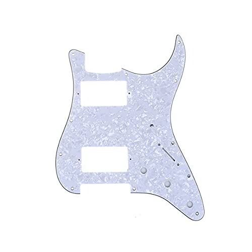 HH Guitar Strat Pickguard Humbuckers for 11 Hole USA MIM Standard Strat Modern Style (White Pearl)