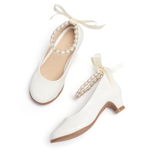 Image of THEE BRON Girls Low Heel Dress Shoes Mary Jane Party Wedding Flower Girl Pumps