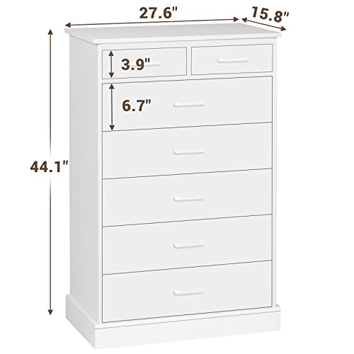 7 Drawers Tall Dresser White