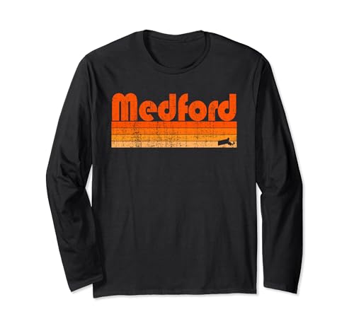 Medford, Massachusetts Retro 80s Style Long Sleeve T-Shirt