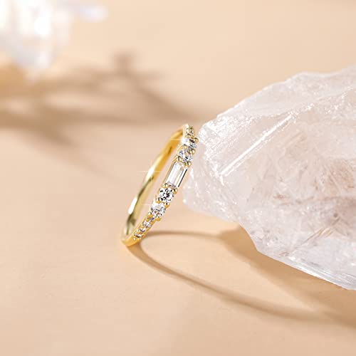SHINYSO Wedding Bands for Women Cubic Zirconia Thin Stacking Baguette Rings Eternity Engagement Band for Her Size 4-102