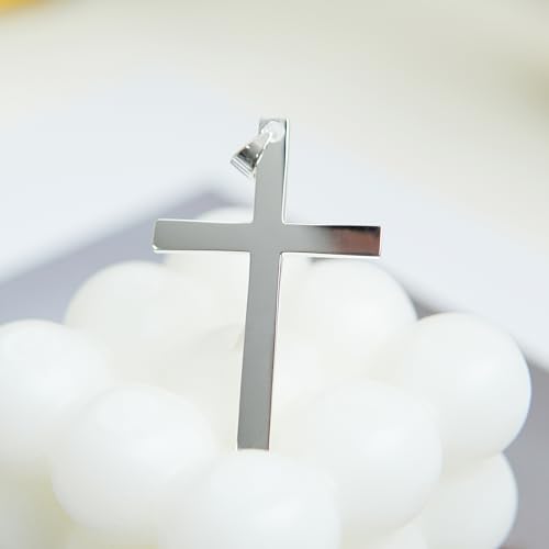 925 Sterling Silver Cross Simple Pendant Necklace for Men4