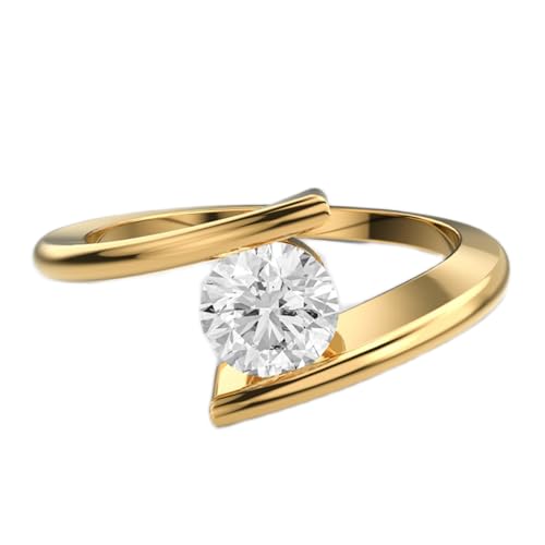 Bague moissanite ronde de luxe en argent 925 étincelant bague solitaire fait main