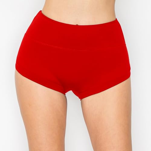 Image of Women's Super Soft Casual Yoga Workout Shorts with Hem Red M