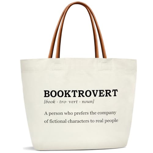 Canvas Tote Bag For Women, Book Tote Bag Reusable Grocery Shoulder Bag for Work Travel Gym, Book Lover Gifts Librarian Gifts for Halloween Christmas Beach Bags for Bookish Readers Teacher Friends -35