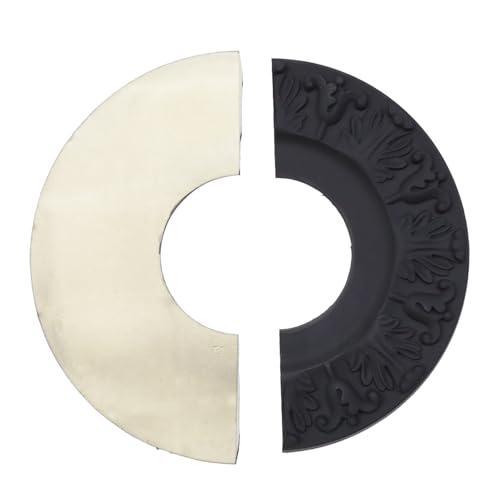 Image of Ceiling Medallion Ring Round Ceiling Light Medallion 10.12 inch PU Decorative Ceiling Fan Light Covers for Light Fixtures and Ceiling Fans, 2PCS(Black)